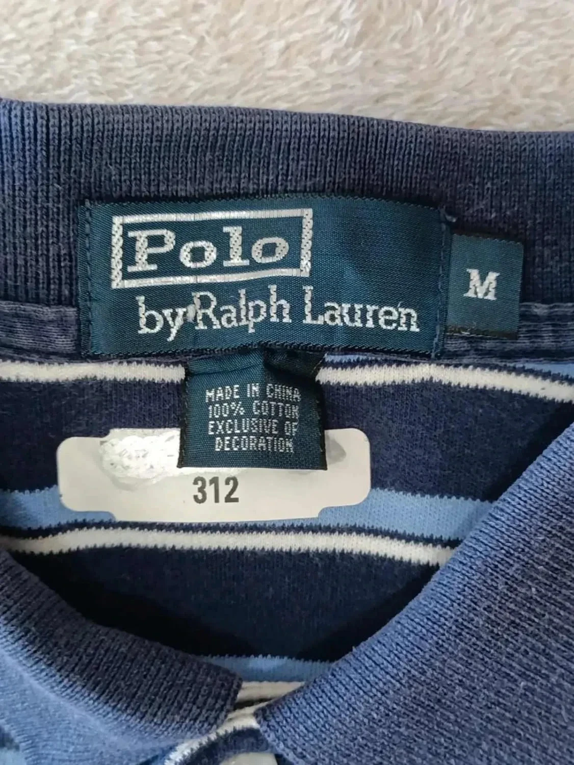 Polo Ralph Lauren marine met blauwe en witte strepen, groen geborduurd logo, maat M – photo 8